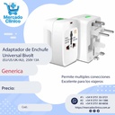 Adaptador de Enchufe  Universal Bivolt  (EU/US/UK/AU),  250V 13A - Generica